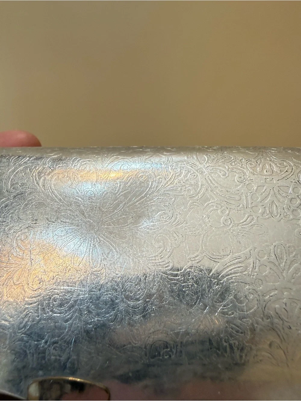 Source Unknown Silver Floral Engraved Eyewear Case